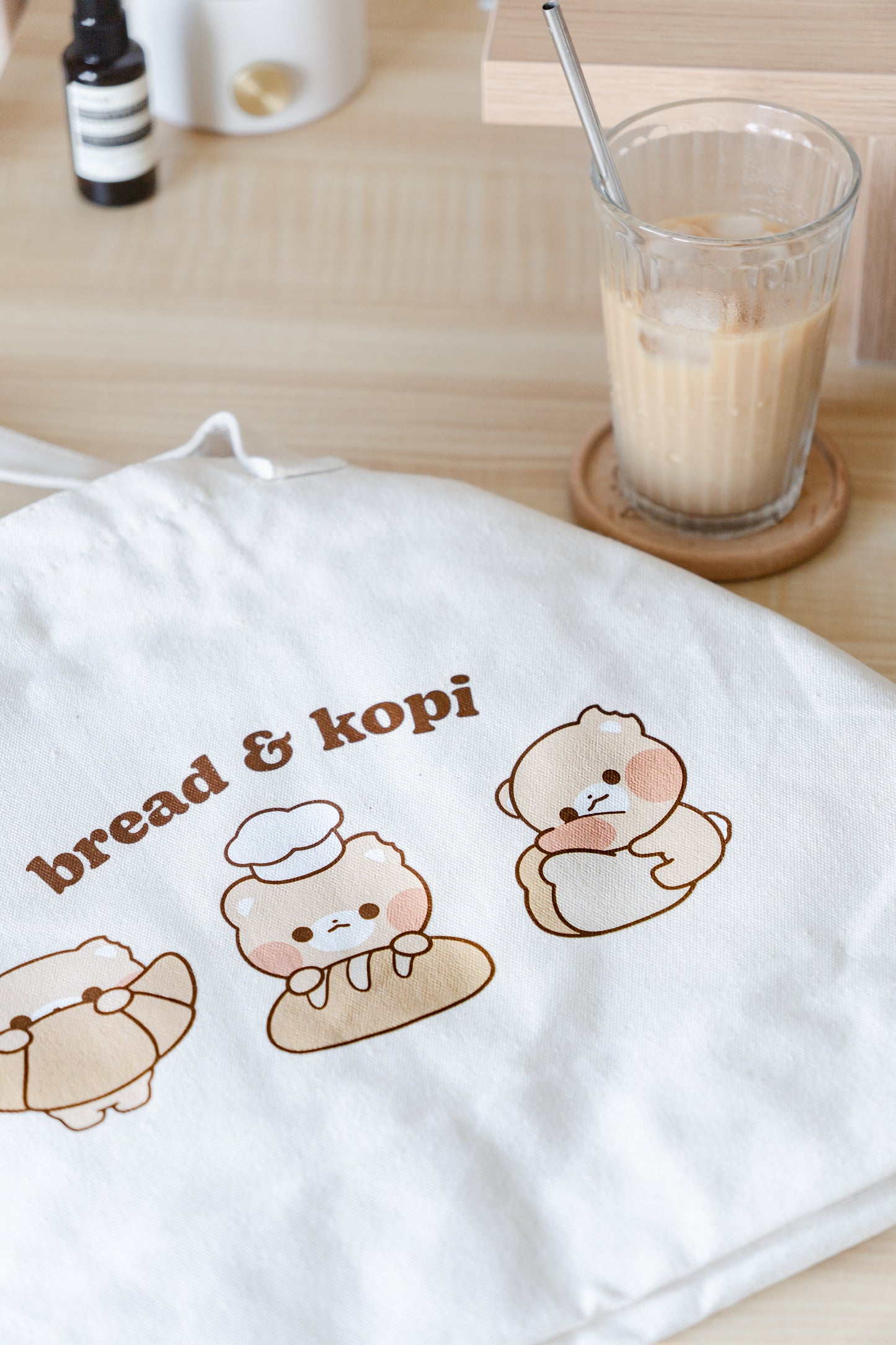 bread & kopi canvas tote bag