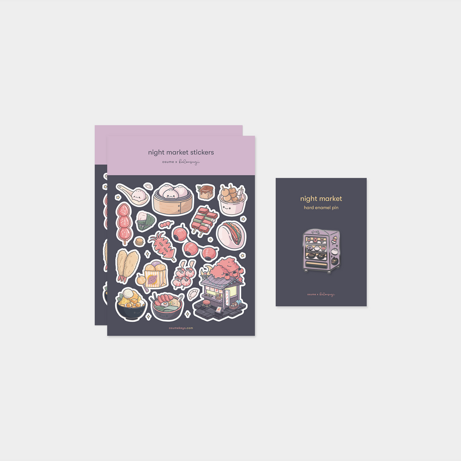 night market pin and sticker bundle