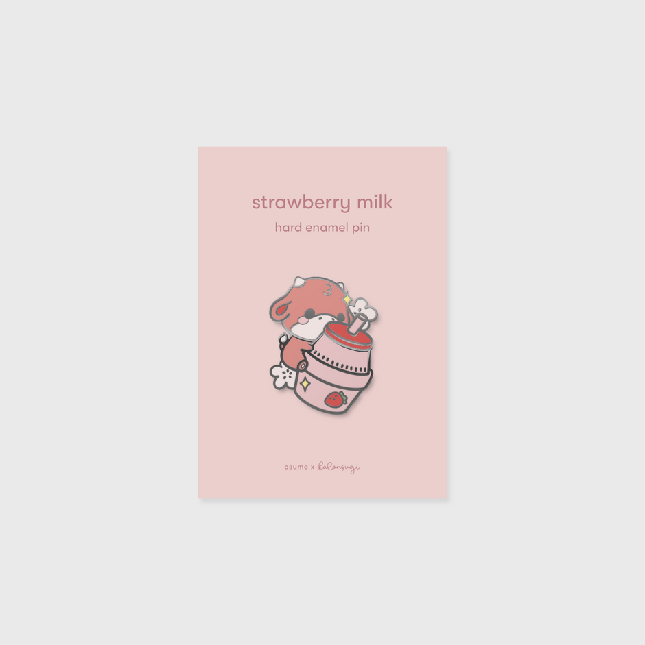 strawberry milk enamel pin